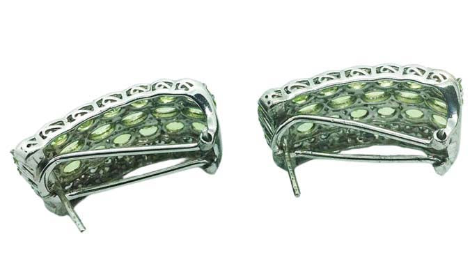 Peridot Earrings in Platinum Overlay S. S.
