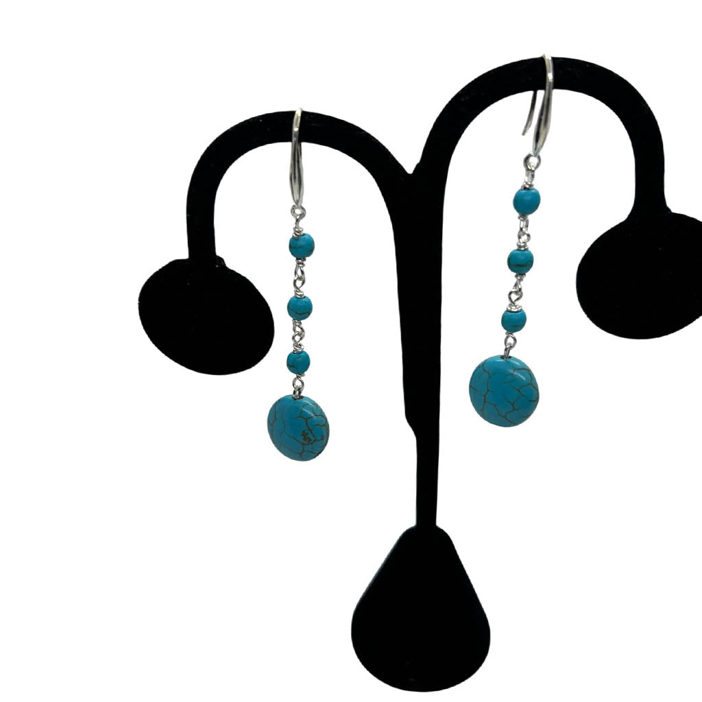 Turquoise, And Sterling Silver Dangle Earrings