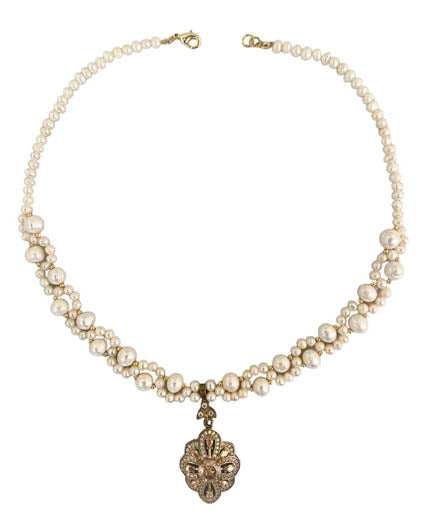 Stylish Pearl Necklace, With Golden Color Topaz Pendant