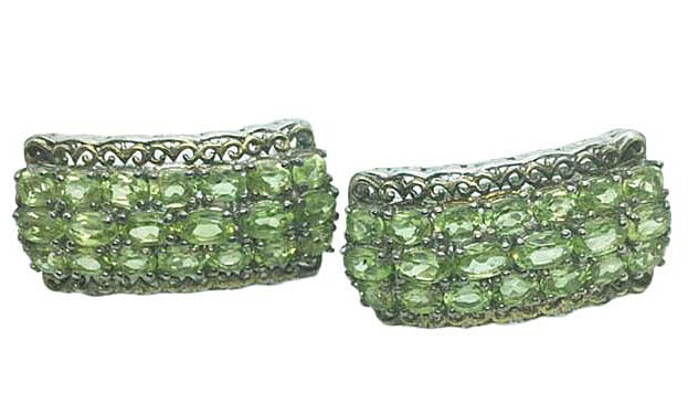 Peridot Earrings in Platinum Overlay S. S.