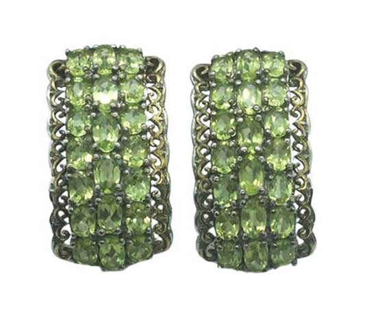 Peridot Earrings in Platinum Overlay S. S.