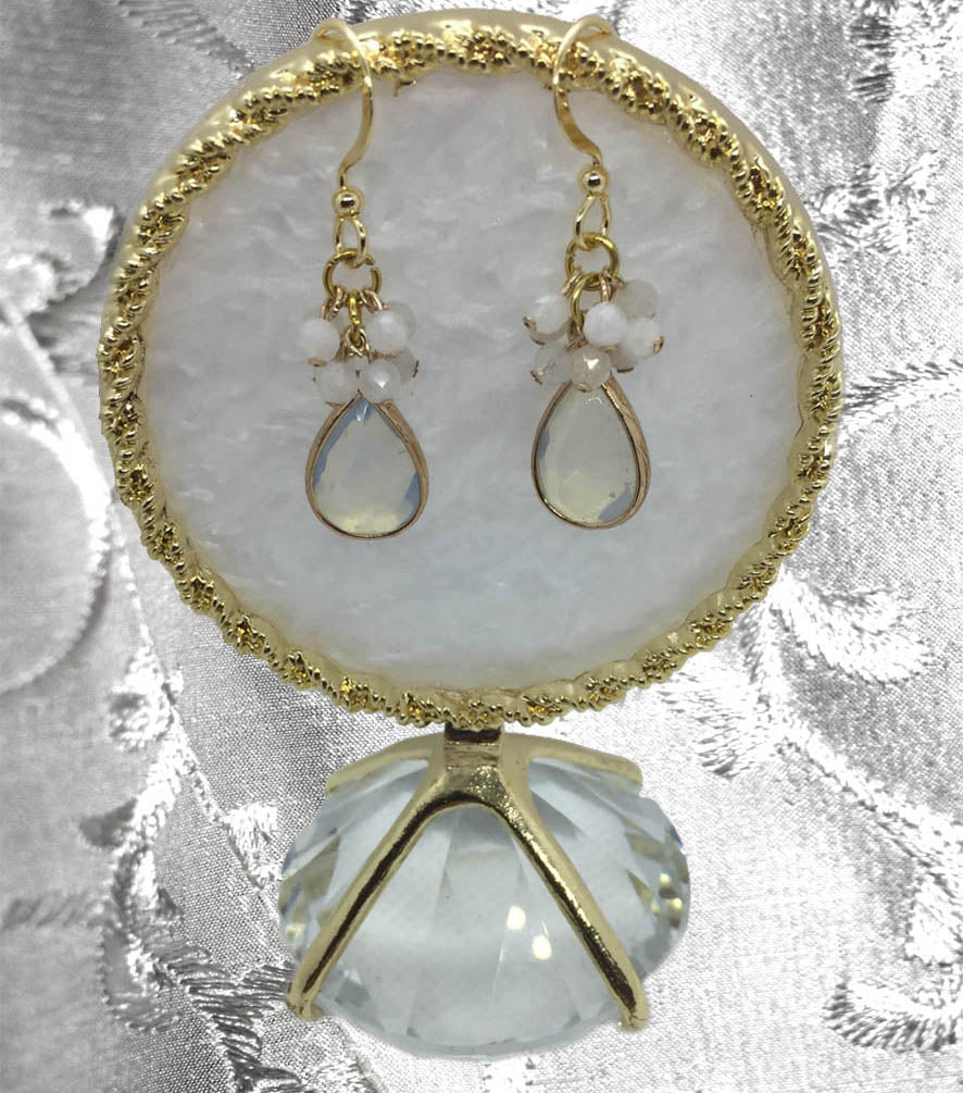 Moonstone, And Gold Plated Drop Earrings