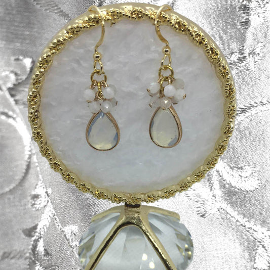 Moonstone, And Gold Plated Drop Earrings