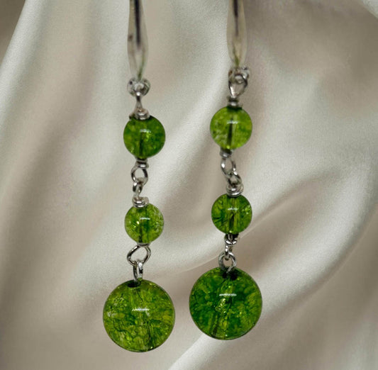 Peridot, And Sterling Silver, Dangle Earrings
