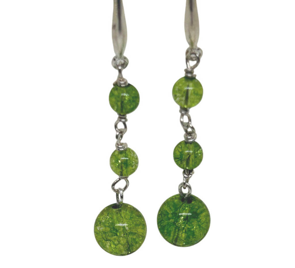 Peridot, And Sterling Silver, Dangle Earrings