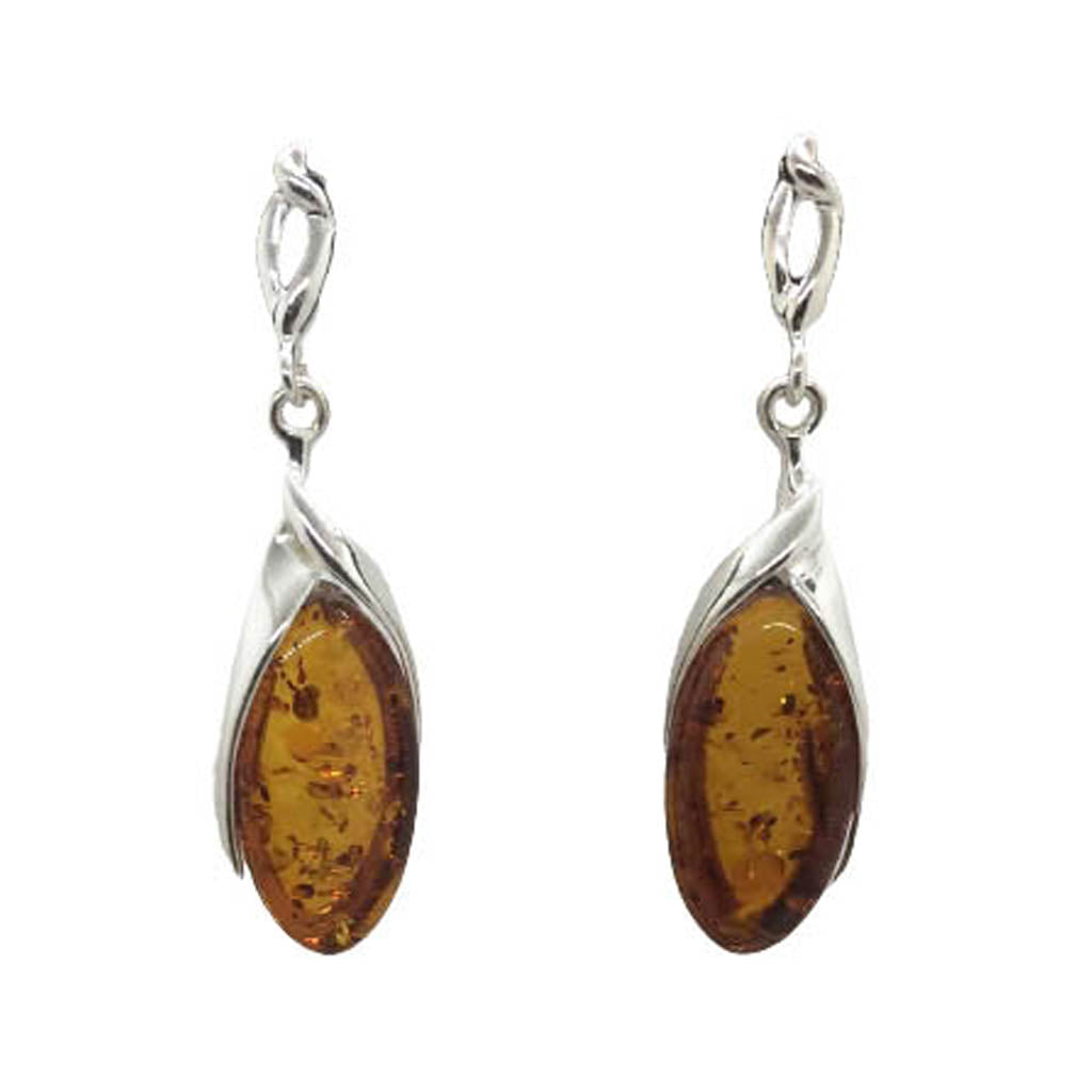 Baltic Amber Drop Earrings And Sterling Silver