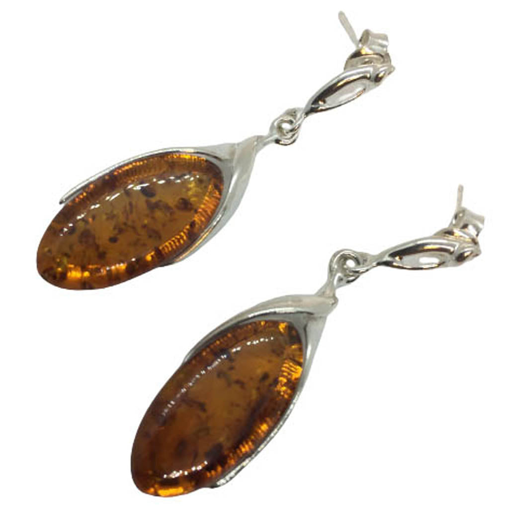 Baltic Amber Drop Earrings And Sterling Silver