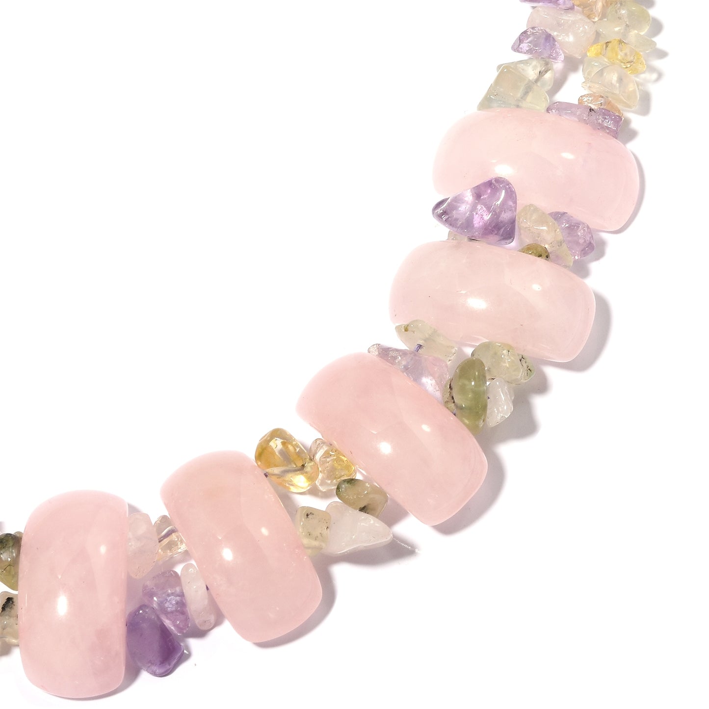 Large Rose Quartz, And Multi Gemstone Necklace