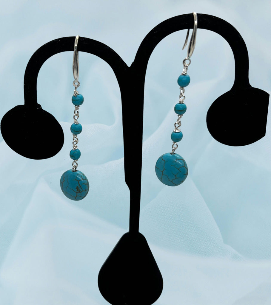 Turquoise, And Sterling Silver Dangle Earrings