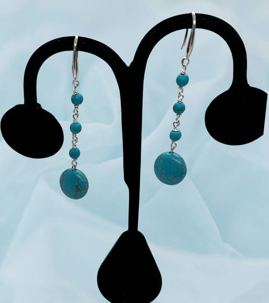 Turquoise, And Sterling Silver Dangle Earrings
