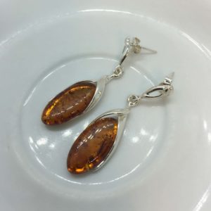 Baltic Amber Drop Earrings And 925 Sterling Silver