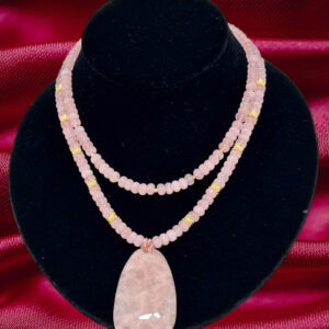 Two Strands Stylish Rose Quartz, With Rose Quartz Pendant
