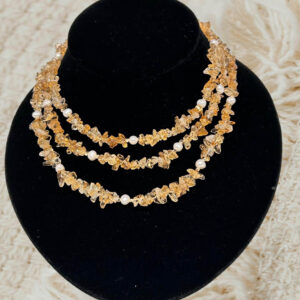 Three Strands Citrine, and Pearl Necklace