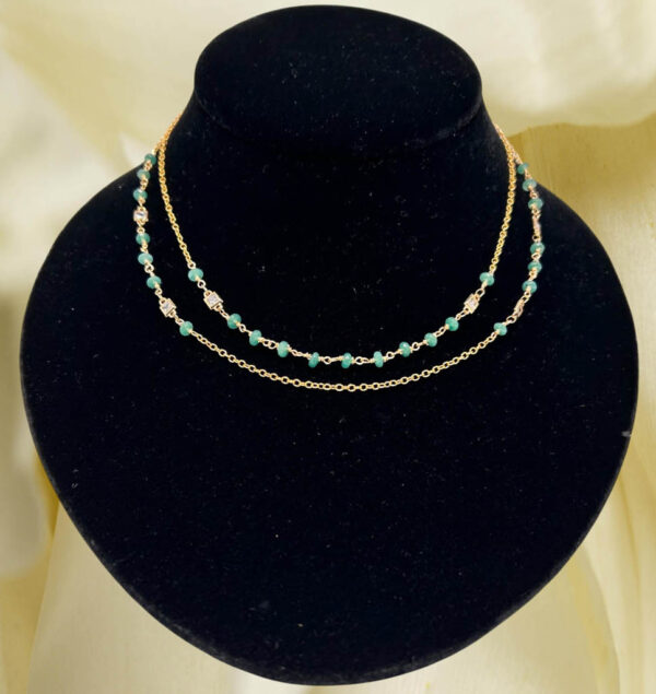 Two Strands Green Peridot Necklace - Image 3