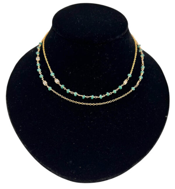 Two Strands Green Peridot Necklace - Image 2